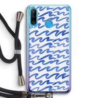 Blauwe golven: Huawei P30 Lite Transparant Hoesje met koord