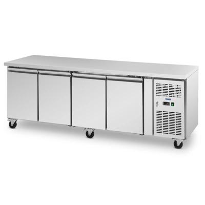 Koeltafel op wielen - 550 l - 4 compartimenten - 223 x 70 cm - Klasse B - RVS - Royal Catering