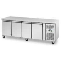 Koeltafel op wielen - 550 l - 4 compartimenten - 223 x 70 cm - Klasse B - RVS - Royal Catering