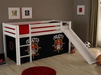 Bed ALIZE met glijbaan 90x200 cm witte pijnboom tent pirates of the Caribbean - thumbnail