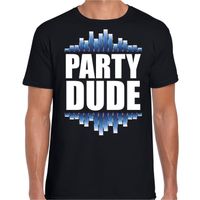 Party dude fun tekst t-shirt zwart heren