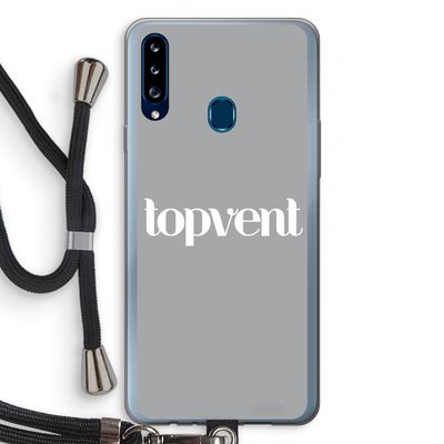 Topvent Grijs Wit: Samsung Galaxy A20s Transparant Hoesje met koord