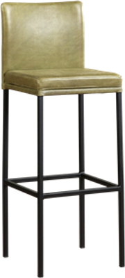 Olijfgroene leren moderne barkruk Break - poot vierkant zwart - Vintage Leer Olive (olijfgroen leer)