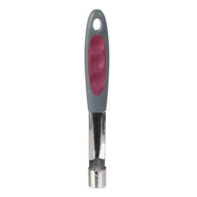 Appelboor - zilverkleurig met grijs/roze - RVS en kunststof - 19 cm