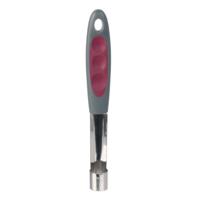 Appelboor - zilverkleurig met grijs/roze - RVS en kunststof - 19 cm