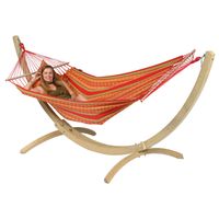 Hangmatset 2 Persoons Wood & Lazy Happy - Colombiaanse, Spreidstang - Oranje - 180 kg - Tropilex