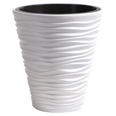 Plantenpot/bloempot Sand Dunes - buiten/binnen - kunststof - wit - D35 x H38 cm Plantenpot/bloempot Sand Dunes - buiten/binnen - kunststof - wit - D35 x H38 cm