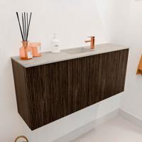 Toiletmeubel Mondiaz Joya Dlux | 90 cm | Meubelkleur Walnut | Faye wastafel Opalo Wasbak Midden | 1 kraangat