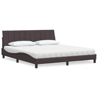 Bed met matras "Hanko" stof donkerbruin 180x200 cm