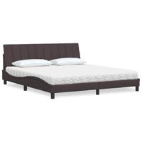 Bed met matras "Hanko" stof donkerbruin 180x200 cm