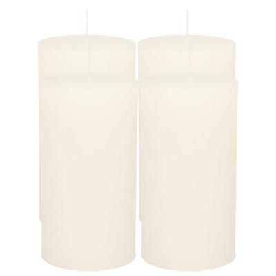 Atmosphera Stompkaars/cilinderkaars - 4x - wit - 7 x 13 cm - rustiek model Atmosphera Stompkaars/cilinderkaars - 4x - wit - 7 x 13 cm - rustiek model