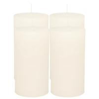 Atmosphera Stompkaars/cilinderkaars - 4x - wit - 7 x 13 cm - rustiek model