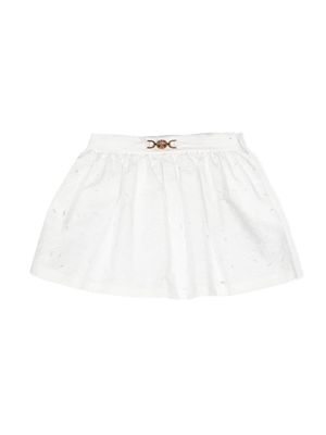 Versace Kids jupe plisée à motif Barocco Sangallo - Blanc