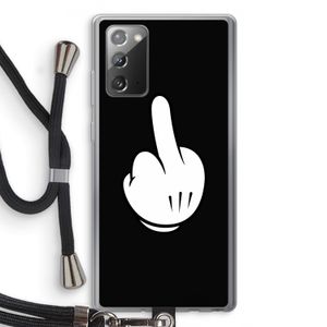 Middle finger black: Samsung Galaxy Note 20 / Note 20 5G Transparant Hoesje met koord