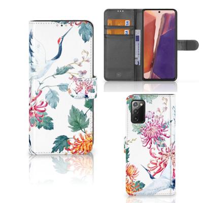 Samsung Galaxy Note 20 | Telefoonhoesje | Met pasjeshouder | Bird Flowers