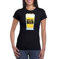 Fout oud en nieuw t-shirt Happy New Beer / Year zwart voor dames - thumbnail