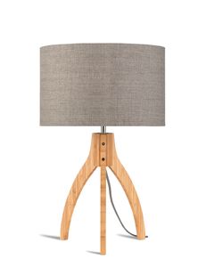Good&Mojo Tafellamp 'Annapurna' Bamboe en Eco linnen, kleur Donkerbeige