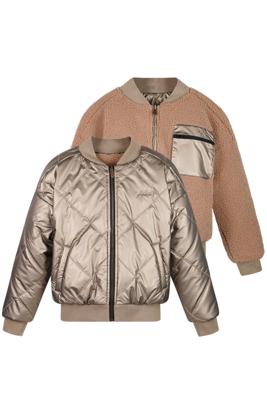 NoBell winter bomberjack meisjes - bruin - Bomber - omkeerbaar, verborgen capuchon