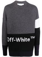 Off-White pull à logo en intarsia - Gris