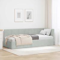 Hoekbedframe met hoofdeinde Lichtgrijs 80 x 200 cm Fluweel