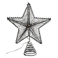 Countryfield kerst ster piek - zwart - met licht - kunststof - 25 cm   -