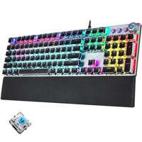 AULA F2088 108 Keys Mixed Light Plating Punk Mechanical Blue Switch Wired USB Gaming Keyboard with Metal Button (Silver)
