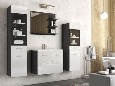 Complete badkamerset MADRID 6 deuren bodega pijnboom met led Complete badkamerset MADRID 6 deuren bodega pijnboom met led