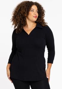 Yoek Polo-tuniek flare LOUNGE | Zwart | Maat 38/40