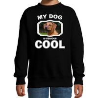 Honden liefhebber trui / sweater Rhodesische pronkrug my dog is serious cool zwart voor kinderen