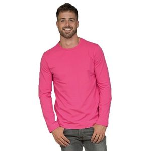 Basic stretch shirt lange mouwen/longsleeve fuchsia voor heren 2XL (44/56)  -