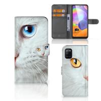 Samsung Galaxy A31 | Telefoonhoesje | Met pasjeshouder | Witte Kat