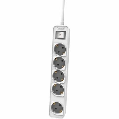 Stopcontactenstrip 5 Tomas met Interruptor Philips CHP2154W/12