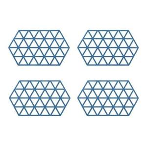 Krumble Siliconen pannenonderzetter Hexagon lang - Blauw - Set van 4