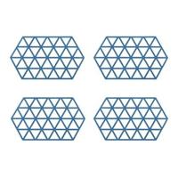 Krumble Siliconen pannenonderzetter Hexagon lang - Blauw - Set van 4