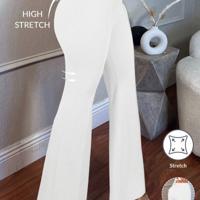 Camel Low Waist Flare Leg Skinny Suit Pants - Elegant Knit Trousers White / XS