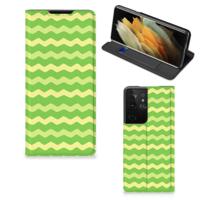 Samsung Galaxy S21 Ultra | Hoesje met Magneet | Waves Green Samsung Galaxy S21 Ultra | Hoesje met Magneet | Waves Green