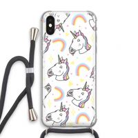Rainbow Unicorn: iPhone XS Transparant Hoesje met koord Rainbow Unicorn: iPhone XS Transparant Hoesje met koord