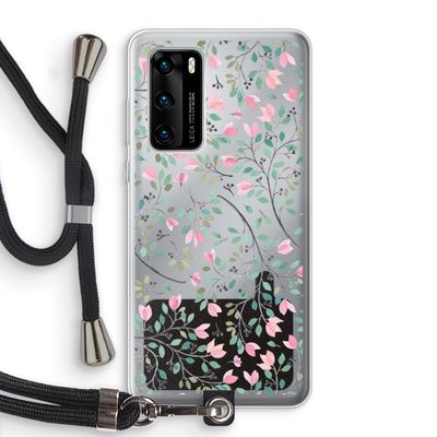 Sierlijke bloemen: Huawei P40 Transparant Hoesje met koord
