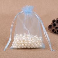 100 PCS geschenk zakken sieraden organza zakje bruiloft verjaardag partij drawable zakjes Gift Bag grootte: 7X9cm (licht blauw)
