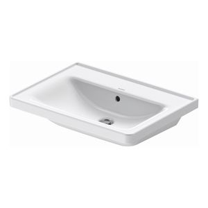 Wastafel Duravit D-Neo Met Rand Overloop Kraanvlak Zonder Kraangat 65 cm Hoogglans Wit