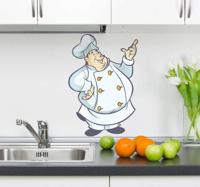 Sticker keuken dikke chef kok