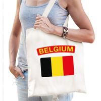 Katoenen tasje wit Belgium / Belgie supporter