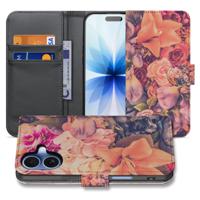 Book Case iPhone 17 Bosje Bloemen Roze Oranje Paars