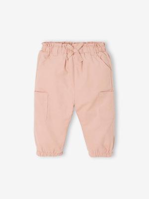 Fluwelen battlebroek met fleece voering voor baby's roze (poederkleur)