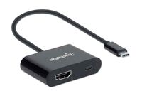 Manhattan USB 2.0 Adapter [1x USB-C stekker - 1x HDMI-bus, USB-C bus (Power Delivery)] 153416 20 cm Stekker past op beide manieren, Met laadbus - thumbnail