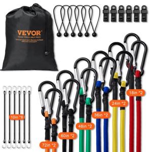 VEVOR spanrubber spantouw bagage rubber expander touw rubber lijn 30 stuks J-haken