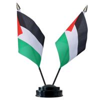 Palestina tafelvlaggetjes set - dubbele vlaggetjes op 1 standaard - 10 x 15 cm mini vlaggen