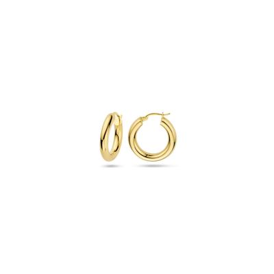 14k Geelgouden Oorringen met Ronde Buis - 4 mm, 21 mm