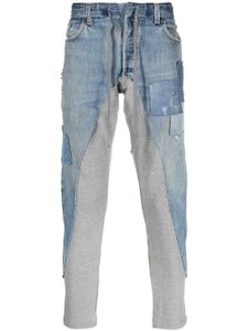 Greg Lauren jean court à détail patchwork - Bleu