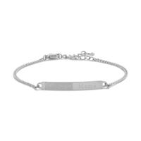 Gepersonaliseerde vingerafdruk met eigen tekst bar armbanden - Stainless steel - Gourmet chain - Zilver